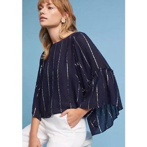 Anthropologie Floreat Emelyn Metallic Stripe Top
